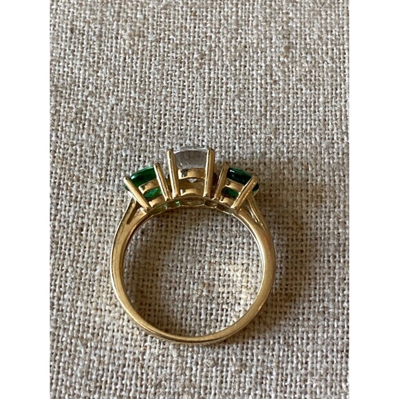14k yellow gold DQ green CZ Ring size 6 - Picture 6 of 6